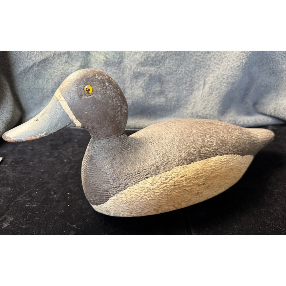 Vintage Hand Painted Wood Duck Decoy Glass‎ Eyes Weighted Keel Rustic 14in